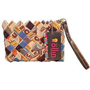 Nahui Ollin Candy Wrapper Wristlet Clutch 7* Almond Joy Mounds Chocolate NWT